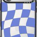 Clear TPU Phone Case Cover for iPhone with Design, Drop Protection, Cute Case for Girl Women (Clear-Blue Checkered, iPhone 17 Pro)