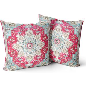 Snycler Boho Throw Pillow Covers 26x26 inch Set of 2 Boho Rug Carpet Double Sided Pattern Short Plush Cotton Soft Pillow Case Cushion Cover Pillowcase for Couch Sofa Bed Decorative (Red)