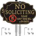 No Soliciting Sign for House with Stake 28" Tall | 12" x 8" Aluminum Metal Sign for Yard/Lawn, UV ProtectedEasy to Install&Fade Resistance, Outdoor Use (2Pack)