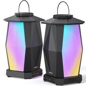 INGA Outdoor Speaker, Bluetooth Wireless Speaker with Lights, Sync up to 100 Speakers, IPX5 Waterproof, 25W, 2 Packs, Portable for Outdoors/Patio/Porch/Pool