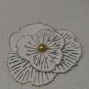 10" Metal Flower Wall Art Decor, Rustic Modern Floral Sculpture, Distressed Iron Wall Hanging Home Decoration Accent Artworks for Indoor Kitchen Bedroom Living Office Outdoor Garden Patio (36A-White)