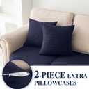 LA MEACK Couch Cushion Covers for Sectional Sofa L Shape Washable Separate Seat Chaise Couch Cover Stretch Sofa Slipcovers with 2 Pcs Pillowcases(2 Seater + 1 Chaise, Navy)