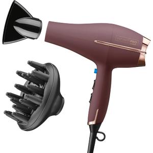 Infiniti PRO by CONAIR Hair Dryer, 1875W Blow Dryer with Diffuser and Concentrator Attachments, AC Motor with Ceramic Technology, 3 Heat & 2 Speed Settings, Plum 