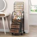 SWTYMIKI Large Jewelry Organizer Stand Multifunctional Rack Tower for Necklace, Earring, Ring & Bracelet Display Moveable Storage Jewelry Holder Stand with 4 Nonwoven Drawers for Bedroom , Espresso-Free Standing