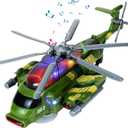 Helicopter Toy for Kids 3-5, Army Military Toy Helicopters with Lights and Music for Toddlers Birthday, Bump and Go Airplane Toys for Boys Girls 3 4 5 6 7 Years Old
