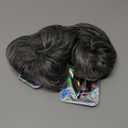 FESHFEN 2PCs Small Messy Bun Hair Piece for Thin Hair Women Girl Mini Synthetic Elastic Wavy Space-bun Scrunchies Updo Hairpieces, Black Gray and White Tips