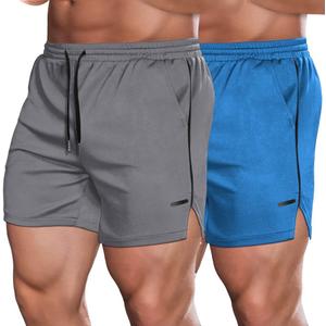 COOFANDY Men's 2 Pack Gym Workout Shorts Quick Dry Athletic Shorts 5 Inch Lightweight Sports Running Shorts with Pockets (Dark Gray/Light Blue)