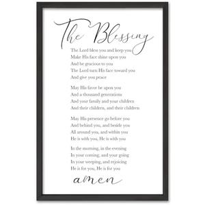 SRSZHIYUE The Blessing Song Lyrics Christian Wall Decor 16"×24" Scripture Amen Quotes Sign Religious Christ Prayer Bible Verse Rustic Farmhouse Home Living Room Small Wall Hanging (Black)