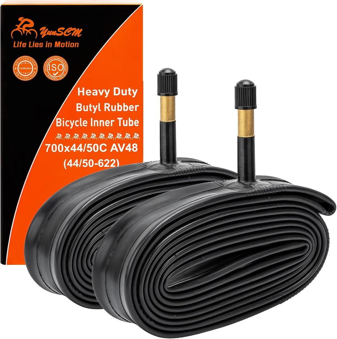 700C Heavy Duty Bike Tubes 700x44C/45C/48C/50C AV48 Schrader Valve (44/50-622) 700C Bicycle Inner Tubes Compatible with 700 x 44C 700x45C 700x46C 700x48C 700x50C 281 1/2 Bike Tire Tubes 2-PCS