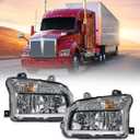 Chrome Headlights Fits Kenworth T880 2014-2023 Headlights Assembly Lamps for Kenworth T880 Replacement Driver Left and Passenger Right Side T880 Semi Truck Accessories (Pair)