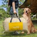 Portable Foldable Dog Bed for Travel Camping and Outdoor Dog Mat with Waterproof Cover& Fluffy Lining- Easy Clean, Durable - M (Hemp Grey)