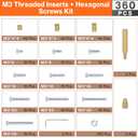 Preciva M3 Threaded Inserts Set, 360Pcs Heat Set Bolts Nuts with M3 Insert Tip and 60W Digital Soldering Iron, for 3D Printer Parts or Plastic Parts