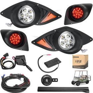 10L0L Street Legal Light Kit For Yamaha G29 (12V) - Golf Cart Headlight Kit Fit Yamaha G29 YDR Drive 2007up with Turn Signals Switch Horn Brake Lights Harness