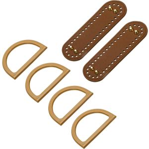 uxcell 2pcs Bag Bases for Crochet, 7.1" x 2" Oval Bag Bottom Shaper with D-Shaped Handles, Crochet Base Purse Bottom for DIY Shoulder Bag Handbag Making Supplies Brown