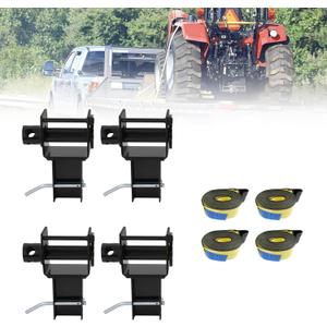 4 Pack Trailer Stake Pocket Winch & Winch Straps Kit, 4" x 30' Yellow Winch Strap with Flat Hook, Working Load Limit 5,400 LBS/Breaking Strength 16,200LBS for Flatbed Trailer, Black