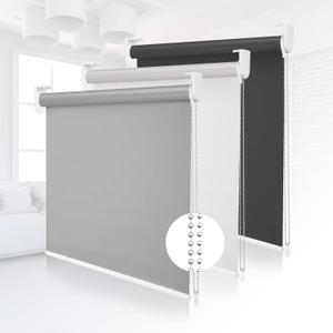 Grandekor 100% Blackout Roller Shades, Pull Down Shades for Window Thermal Insulated UV Protection Waterproof Blackout Fabric, Chain Corded roll up and Down Blinds,45x72,Grey