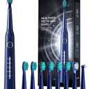 TEETHEORY Electric Toothbrush for Adults with 8  , Sonic Electric Toothbrush with 40000 VPM Deep Clean 5 Modes, Rechargeable Toothbrushes Fast Charge 4 Hours Last 30 Days (Dark Blue)
