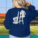 Football Sweatshirt Women Los Angeles Graphic Shirts Oversized Print Sweatshirts Loose Casual Tops (Blue, M)