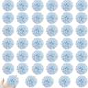 HinyoCo 40 Pcs Artificial Chrysanthemums Heads Ball Flowers,Silk Chrysanthemum Ball Hydrangea Heads No Stems for Home Office Coffee House Parties and Wedding (Light Blue)
