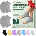 4 Socks Moisturizing Socks for Women, Silicone Socks & Gel Socks, Heel Socks for Dry Cracked Feet, Heel Protectors for Cracked Heel Treatment, Foot Care Socks, Toeless Socks for Women and Men, Gray, One Size