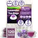120 Lavender Flower Tea Bags, 100% Natural & Pure from Lavender Flowers. Loose Flower Lavender Herbal Tea. Lavender Flower Tea. No Sugar, No Caffeine, No Gluten, Vegan.