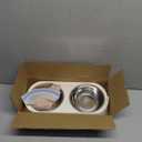 Elevated Cat Bowl, Raised Cat Food and Water Bowl Set for Indoor Cats, Splash Proof with 2 Stainless Steel Pet Food Bowls for Cats and Puppies, Whisker Fatigue and Dishwasher Safe - White