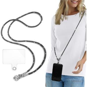 Bling Shoulder Strap Replacement Belt Phone Lanyard Crossbody Diamond Phone Bag Handbag Strap Lightweight (Plus Size, Black)