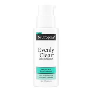 Neutrogena Evenly Clear Acne Exfoliant with Salicylic Acid & Mandelic Acid, Multi-Acid Face Exfoliating Treatment Serum Visibly Fade the look of Post-Acne Marks for A Smooth, Even Skin Tone, 1 fl. oz