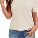 ZAFUL Off The Shoulder Tops for Women 2025 Summer Short Sleeve Knit Loose Fit Tunic Shirts Casual Lightweight Sweaters (Large, 1-white)