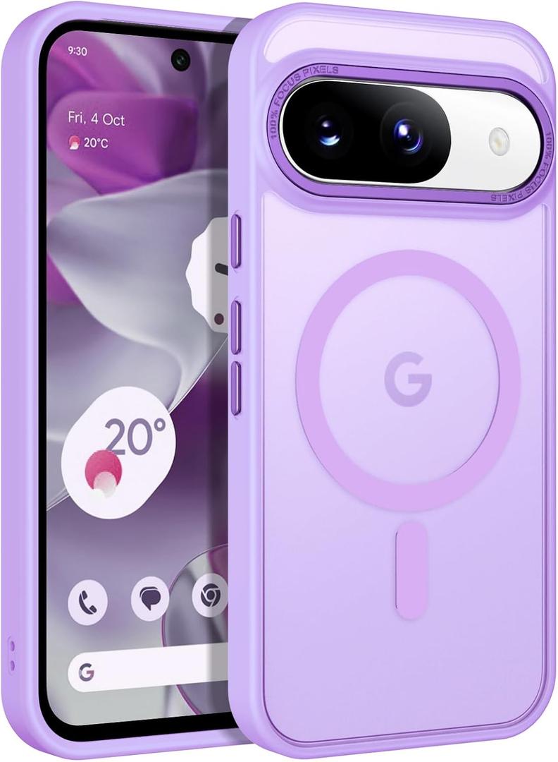 BENTOBEN for Google Pixel 9 Case [Compatible with Magsafe] Translucent Matte Magnetic Pixel 9 Case Slim Fit Shockproof Women Men Girls Boys Protective Phone Cases for Google Pixel 9 6.3", Light Purple