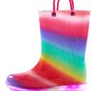 K KomForme Toddler Light Up Rain Boots for Girls Boys Waterproof Rain Boots with Handles Outdoors