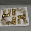 Thyle 4 Pcs Christmas Reindeer Decor Small Resin Standing Sitting Deer Figurine Mini Reindeer Christmas Table Decoration for Home Indoor Xmas Holiday Small Statue Rustic Table Decor(Gold)