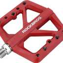 ROCKBROS Mountain Bike Pedals MTB Pedals Lightweight Nylon Composite Bicycle Flat Pedals 9/16" DU Bearing Bike Platform Pedals for BMX MTB Mountain Road Bike (Red)