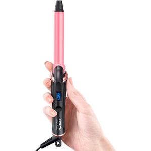 Temp Control Travel Curling Iron 3/4 Inch Dual Voltage, Small Mini Curling Iron for Short Hair, Travel Size Hair Curler Wand Pink