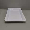 4 Rectangle White Plastic Heavy Duty Serving Trays 12" x 18" Decorative Wedding & Party Platters