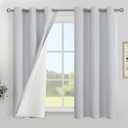 YoungsTex Short Linen Blackout Curtains 40 Inch Length, Thermal Insulated Black Out Drapes with Grommet Room Darkening for Bathroom Bedroom Window, Light Grey, 2 Panels, 42 X 40 Inch