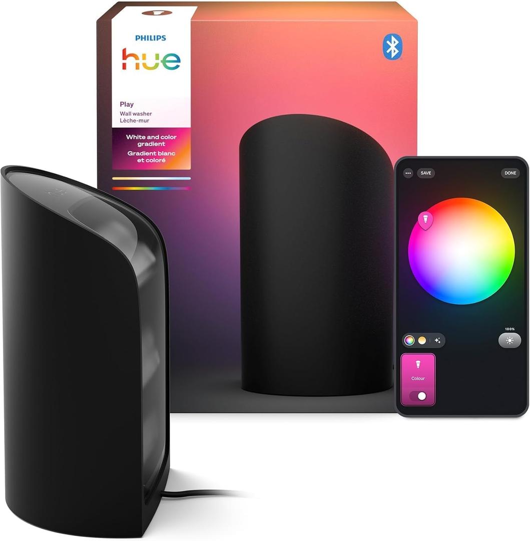 Philips Hue Play Smart Wall Washer Black, White & Color Light with ColorCast Technology, Bluetooth Compatible, Voice Control with Alexa, Apple Home & Google Assistant (Pack of 1)