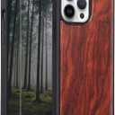Wood case for iPhone 16 Pro - Real Natural Wood,- Slim Shockproof Hybrid Wooden Cover (Rosewood, iPhone 16 Pro)