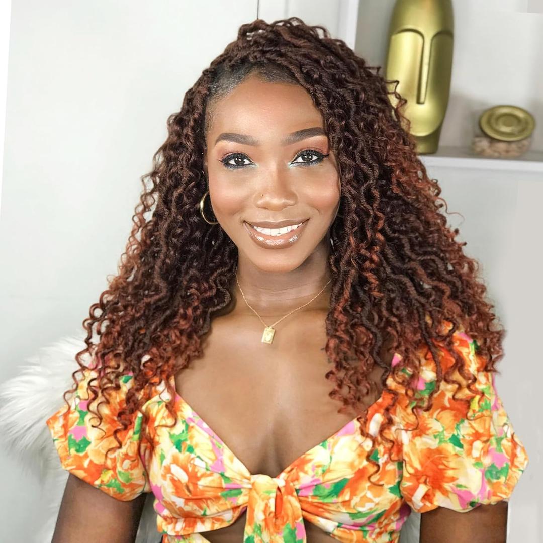 Fulcrum Goddess Locs Crochet Hair 14 Inch, 8 Packs New Faux Locs Crochet Hair for Black Women, Crochet locs with Curly Ends (14Inch (Pack of 8), T350#)