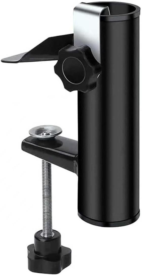 Outdoor Patio Umbrella Clamp Umbrella Clip Umbrella Stand Holder, Patio Umbrella Stand for Beach Courtyard Balcony Deck Bleachers Black
