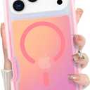 Bonoma for iPhone 17 Pro Max Case 2025, Iridescent Back, Magnetic Support for MagSafe Shockproof Cover, Crystal and Corner High-Duty Protection for Girls Women -Pink