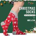 HSELL Mens Fun Patterned Dress Socks Funny Novelty Crazy Design Cotton Socks Gift for Men (One Size, 4 Pairs - Christmas)