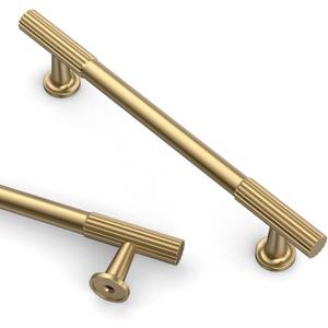 Asidrama 10 Pack 5 Inch(128mm) Champagne Bronze Cabinet Pulls Kitchen Cabinet Handles Champagne Drawer Hardware for Cupboard (5" Hole Center)