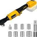 1/2 Inch Cordless Ratchet Wrench Compatible with DeWalt 20V Max Battery, 74FtLbs (100N.m) High Torque, Brushless Motor, 0400RPM Variable Speed, 7 Sockets, 1/2" to 3/8" Adapter, 3" Extension Bar
