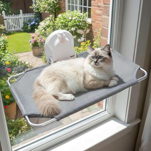 Cat Window Perch for Small Window,Cordless Cat Window Hammock,Cats Seat for Windowsill,Foldable Cat's Windows Bed for Large Cats with Suction Visualization Pwerful Suction Cups