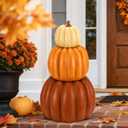 Wesiti 2 Pcs 21.3'' Large Faux Stackable Pumpkins Outdoor for Front Porch