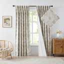 Randall Brown Leaf Print 90% Room Darkening Curtains 84 Inches Pinch Pleat Thermal Insulated Blackout Rod Pocket Botanical Jacquard Farmhouse Drapes for Living Room,2 Panels,40"x84",Brown on Beige