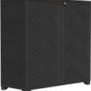 ZZM Indoor/Outdoor Storage Cabinet Waterproof, 34"x15"x34" Plastic Outdoor Storage Box for Garden Balcony Bathroom, All Weather Outdoor Storage Clearance, DIY Usage, with No Shelf (Black)