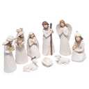 Hodao Nativity Set 9-Piece – Neutral Ivory Christmas Crèche with Resin Holy Family, Three Wise Men, Angel & Animals – Indoor Home Decorations & Tabletop Decor, Christian Religious Figurines Gift