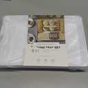 4-Pack Plastic 16" x 11" Large White Serving Trays Set - Reusable Serving Platters for Cookie, Appetizer, Charcuterie, Snack, Dessert, Party Food Display - Stackable Kitchen CounterTop Tray, BPA Free